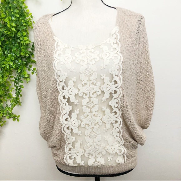 Free People Goldie’s Lurex Swit Lace Sqeater Top - Picture 2 of 8